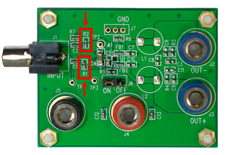 The positions of R1 and R2 on the NT-NAU82011V The positions of R1 and R2 on the NT-NAU82011V